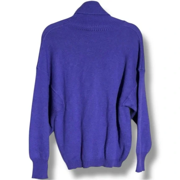 BF Purple Graphic Elephant Wool Long Sleeve Cozy Vintage Turtleneck Sweater - Picture 15 of 16